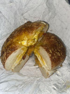 Bacon Egg Cheddar Asiago Bagel