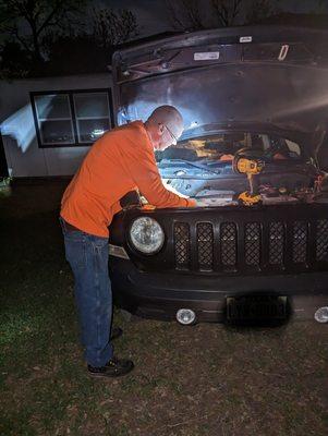 Jeep belt and failing tensioner replacement.