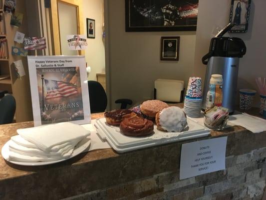 Donuts and Coffee for our Pts and Vets on Veterans Day