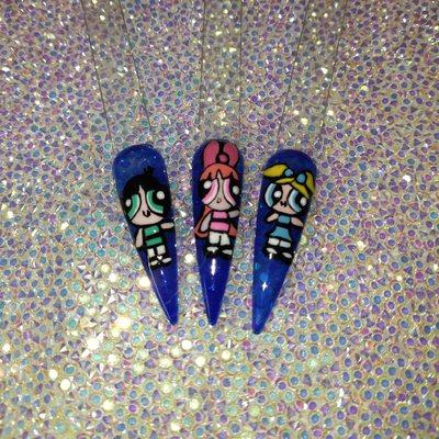 Hand Painted Nail Art Cartoons.