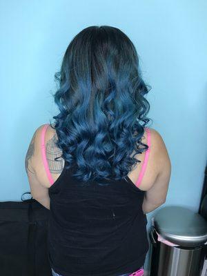 Blue/teal balayage