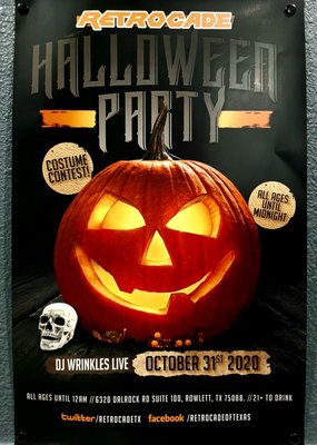 Poster for Halloween Party at RETROCADE!