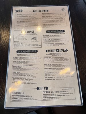 Front of menu.