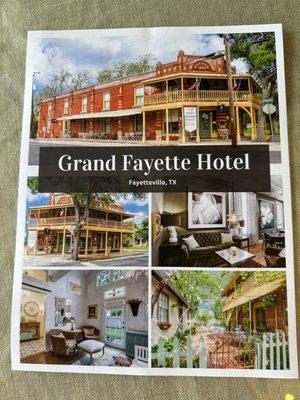 A copy of the hotel brochure