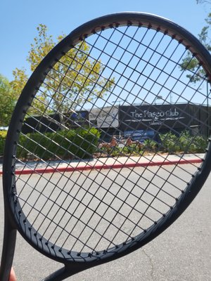 Newly strung tennis racket