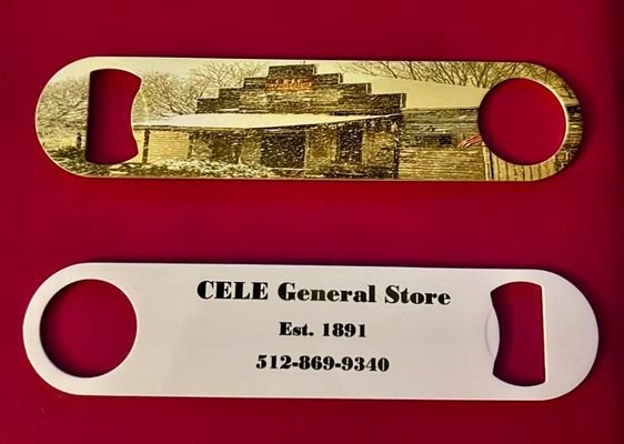 New, Cele Store bottle openers.