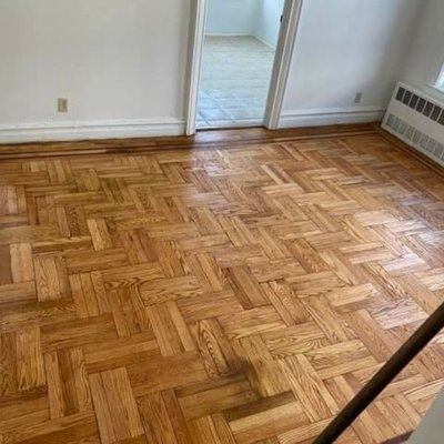 Custom design flooring in need of a fresh coat