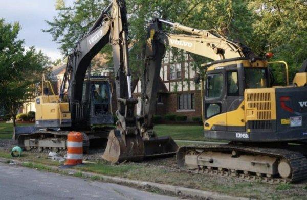 Their hired contractor Ric-Man parked this equipment  and compact the soil that has caused ponding issues.