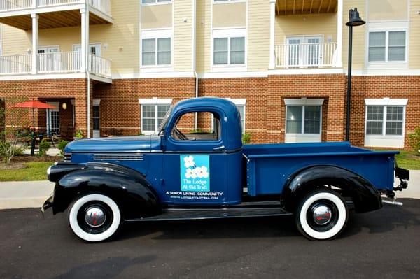 The Lodge's famous "Blue Truck"