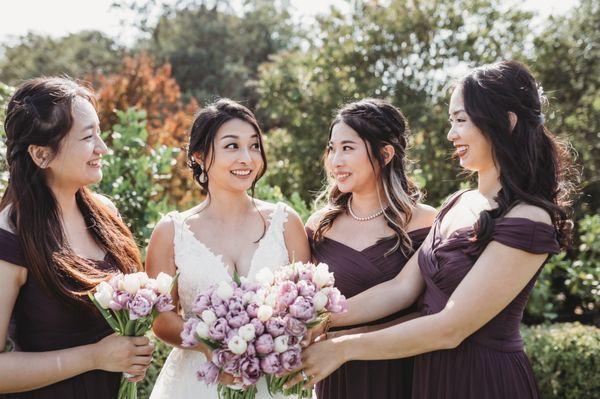 Bridal's bouquet- purple and white tulips