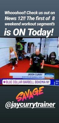 As seen on News 12's WEEKEND WORKOUT with Elizabeth Hashagen! Segment #1 of 7 with Jay!!