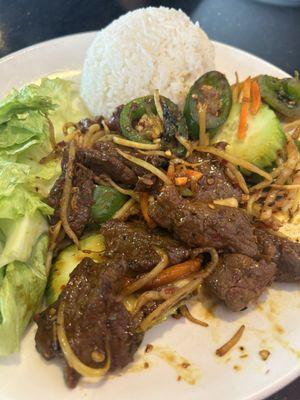 Lemongrass beef rice plate