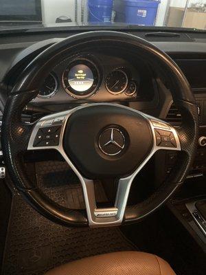 Replaced steering wheel trim