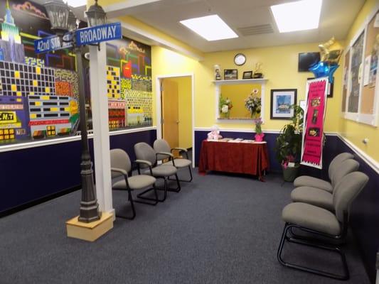 The spacious lobby gives parents a comfortable space to wait for their children.