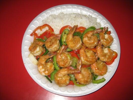 Bell Pepper Shrimp with White Rice