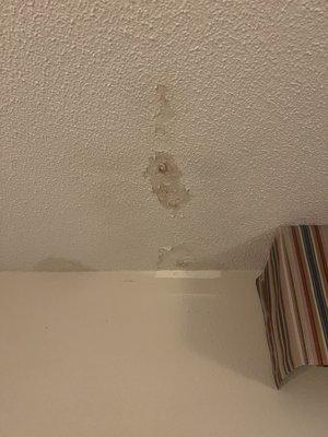 Stained damaged ceiling.