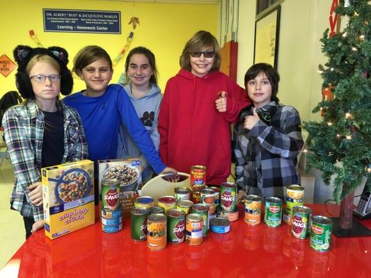 Canned food drive at the Catlin Club.