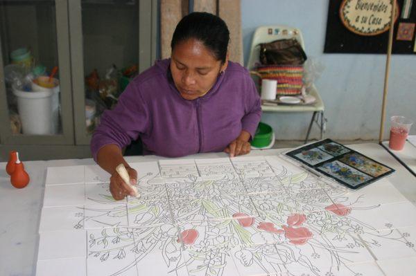 Mexican Artisan making Malibu style Mural