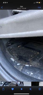 Dirt and grime in the minivan sliding door area