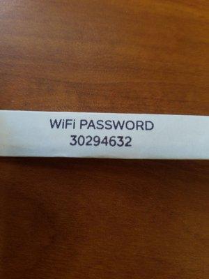 The wifi password for this location