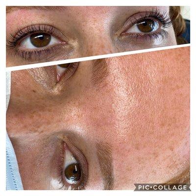 Lash Tinting before and after