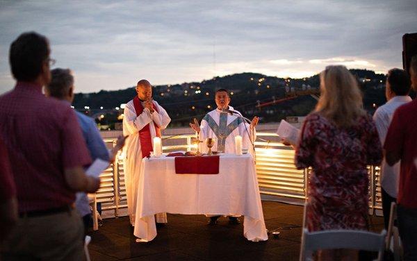 Mass and Mingle on the Rooftop