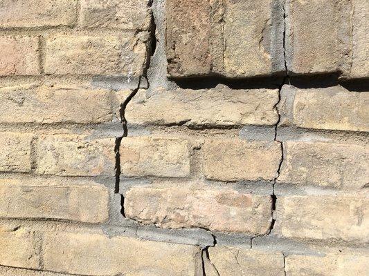 Exterior brick crack