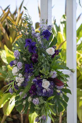 Close up of wedding arch florals