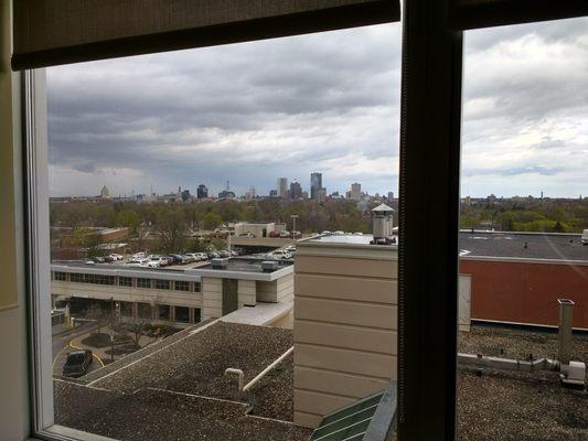 Zoomed out photos of the view from the 6th floor lounge