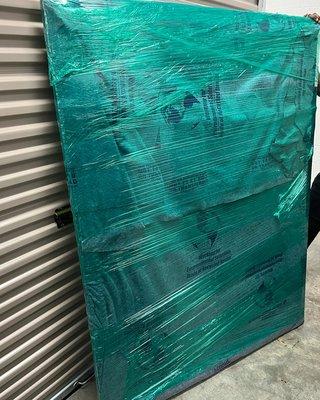 Giant Mirror wrapped and secure ready for a safe transport to its new home.