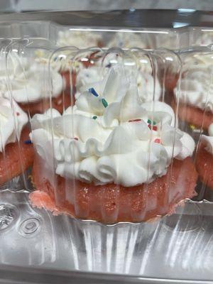 Strawberry Cupcakes with Buttercream Frosting and sprinkle.