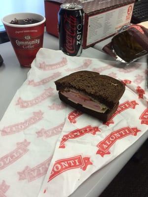 Ham & Swiss on Black Russian...... I have never had a sandwich like this before but it was delicious!!!!