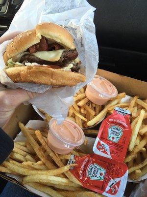 Mushroom bacon burger.