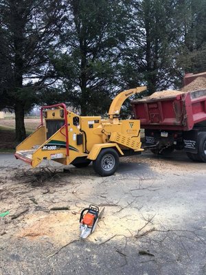 Wood chipper at work!