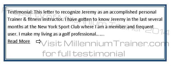 Millennium Trainer Testimonial