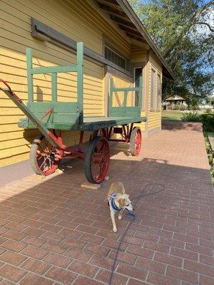 Restored Depot baggage cart just added to the Alexandria Depot at the Thayer county Museum.