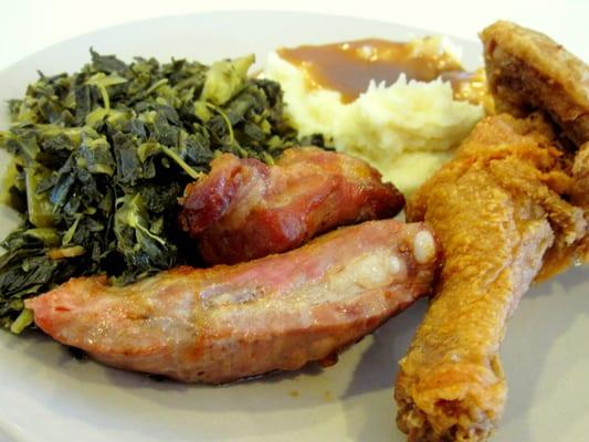 Country Buffet (Fried Chicken, Pork Ribs, Collards, Mashed Potatoes and Gravy)