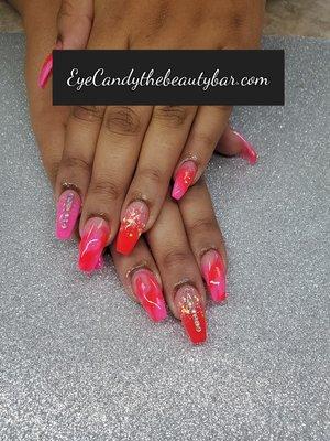 Neon acrylic nails