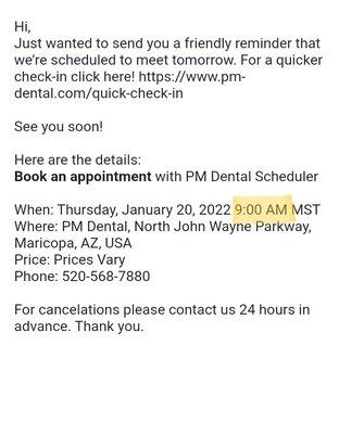 MY REMINDER FROM PM DENTAL