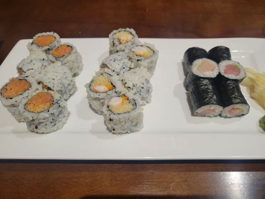 Spicy Tuna, Spicy Shrimp and Yellowtail Rolls