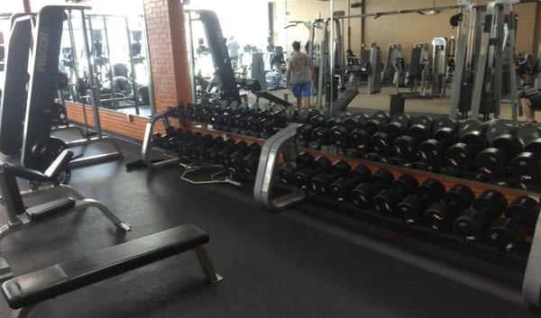 Dumbbells on the rack OR Kettlebells in our Studio Room