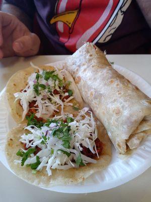 Spicy Pork Burrito with Pork  Street Tacos