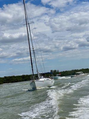 Captain Stephen maneuvers the boat very well and mindful of other traffic conditions.