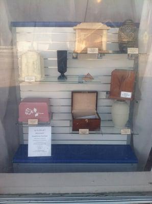 our display of urns in the Elmwood Chapel windows