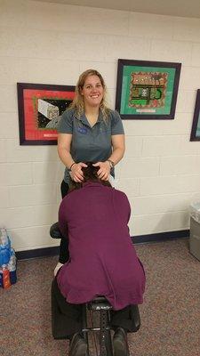 Teacher Appreciation at our local schools!  On site chair massage!