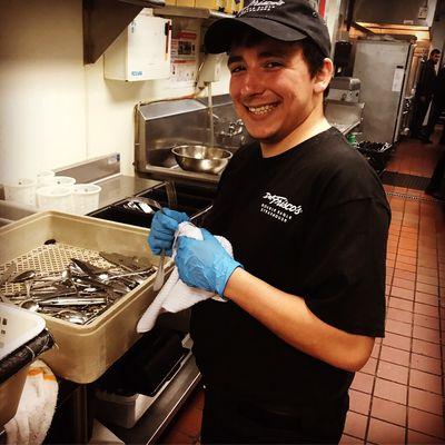 Christian was hired at Del Friscos to be a polisher!