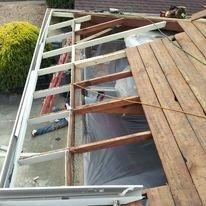 Dry-rot repair to the rafters.