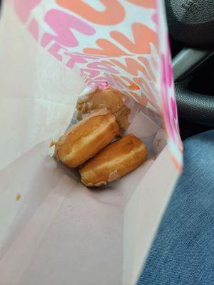 Maple Donuts with all my frosting stuck to the bottom of the bag, this is how they handed it to me