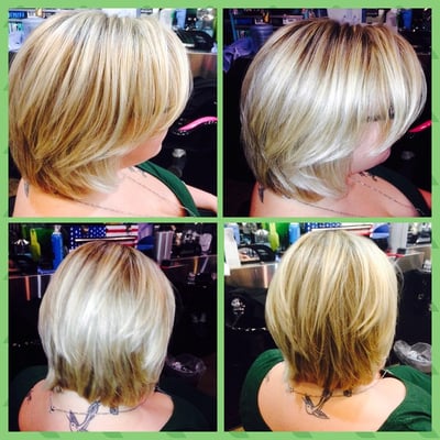 natural highlights and fun layered haircut by Syvonne B