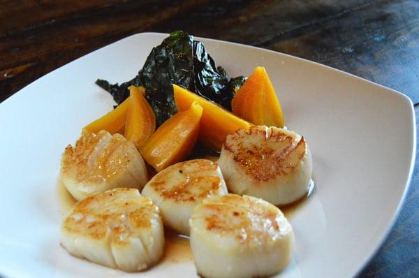 Sea Scallops with Golden Beets and Beet Greens